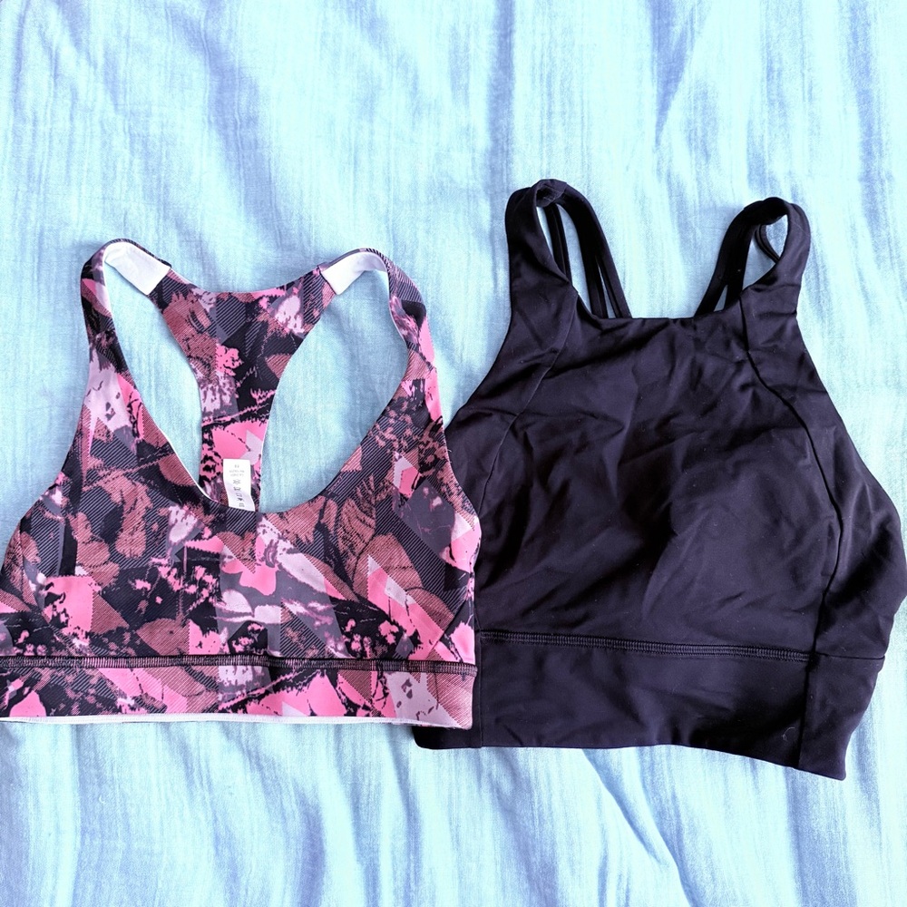 Lululemon Sports Bra Bundle Size 4 Translucent Alpine Color and Black